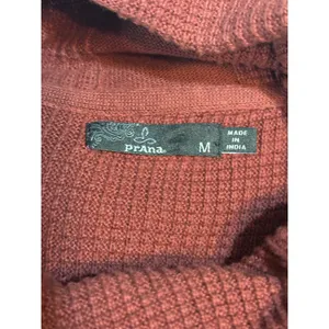 prAna Funnel Neck Tunic Sweater Dress M Burgundy Waffle Knit Granola Gorpcore thumbnail 6