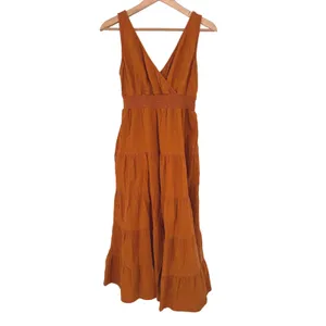 Universal Thread Dress Women XS Rust Orange Boho Tiered Sleeveless Gauze Midi thumbnail 2