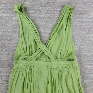 Scotch & Soda Tiered Maxi Dress Womens M Green Deep V Neck Cross Back thumbnail 7