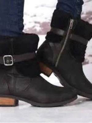 UGG women black leather 7.5Shearling biker Boots US thumbnail 3
