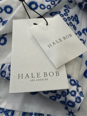 Hale Bob Blue &‎ White Embroidered Tiered Maxi Dress Large NWT thumbnail 4