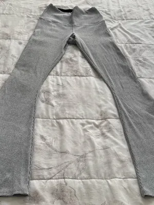 Strut This High-Rise ribbed Gray Flare Lounge Pants, size S Made in USA lounge thumbnail 10