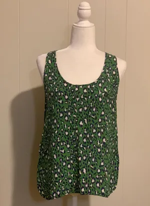 Joie Silk Green Leopard Print Blouse thumbnail 1