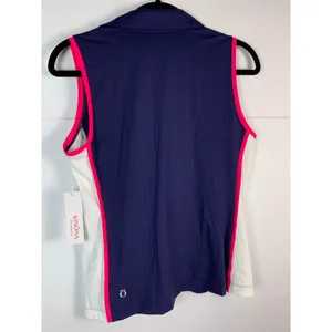 KINONA Golf Top Women S Navy Pink White Sleeveless 1/4 Zip Colorblock NWT thumbnail 11