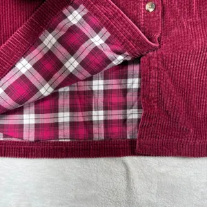 LL Bean Womens XL Maroon Flannel Lined Corduroy Button Front Shirt 273275 thumbnail 5