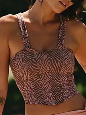 FP Movement Free People Flutter Kick Zebra Active Cropped Tank Sports Bra M/L thumbnail 1