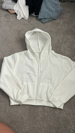 Amazon oversized cropped white hoodie Size L thumbnail 1