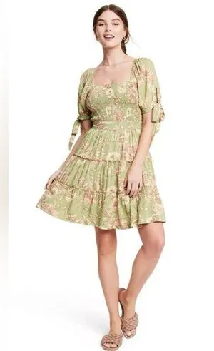 Aguabendita Sleeve Romantic Floral Tile Puff Sleeve Dress thumbnail 1
