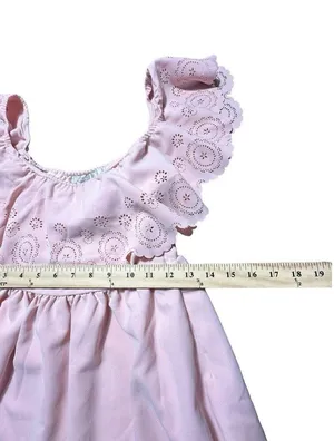 LOVERS + FRIENDS Women’s XS Light Pink Off Shoulder Laser Cut Ruffle Dress #Z9-7 thumbnail 7