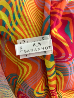 Bananhot Long Multi-Color Sheer Long Sleeve Cover-Up In Waves Size M/L thumbnail 10