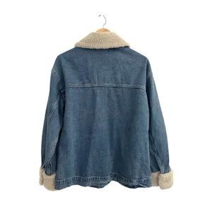 H&M Divided Borg Collared Denim Chore Jacket Small Oversized Trucker 100% Cotton thumbnail 4