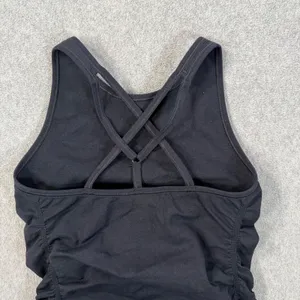 Spiritual Gangster Ruched Side Tank Top Womens XS/S Black Strappy Back High Neck thumbnail 6