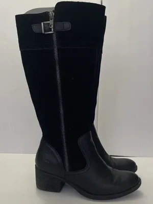 B. O. C. Born Austell Black Suede‎ Leather Tall Riding Boots Zipper Size 6.5 M thumbnail 1