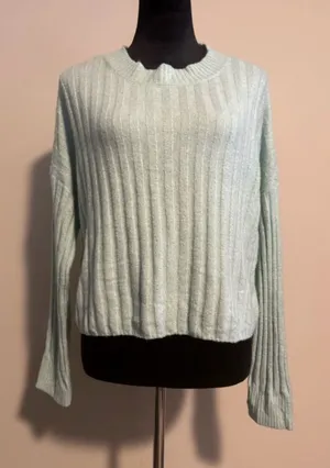 NWOT American Eagle Mint Green Ribbed Knit Sweater size medium thumbnail 1