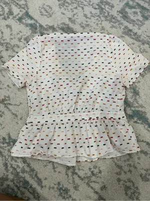 Madewell Ruffle-Hem Wrap Top in Clipdot White Multi 100% Cotton XS thumbnail 3