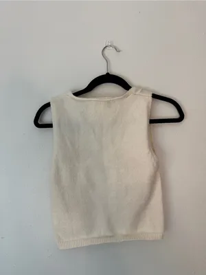 Amazon Cream Knit V-Neck Button-Front Camisole thumbnail 3
