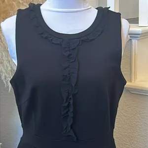 J. Crew Sheath Dress Ruffle Sleeveless Career Party Rayon Black Size 10 thumbnail 2