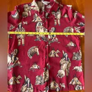 Vtg Sharon Young Western Shirt Size 10 Red Cowboy and Native American Indians thumbnail 10