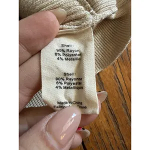 L'AGENCE Sweater Womens XS/S Beige Wrap V Neck Metallic Ribbed Knit Lightweight thumbnail 4
