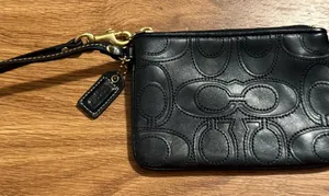 Coach Black Wristlet with Embossed Design thumbnail 1