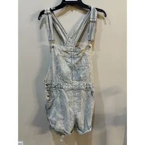 Free People Ziggy Denim Shortalls in a striped "Find Your Way Back" wash Size XL thumbnail 2