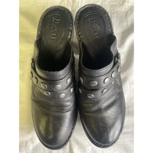Born Women's Black Leather Mules/ Shoes/ Chunky Heel 3.75 heel Size 9 SKU 2862 thumbnail 5