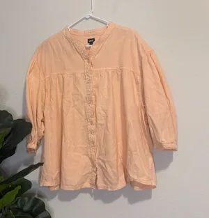 Lee 100% cotton Lightweight Peach Button-Front boho Blouse xxl thumbnail 1