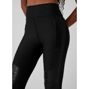 Alo Airlift Winter Warm High-Waist Supermoto Leggings Black Edgy Hi-Rise Leather thumbnail 3