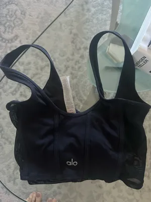 Alo Yoga Mesh Airbrush Corset Tank Black thumbnail 1