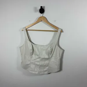 Abercrombie Women’s Vegan Leather Corset Top in Beige Size XL thumbnail 3