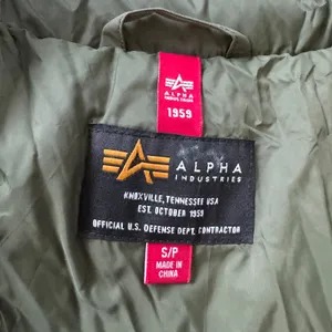 Alpha Industries MA-1 Quilted Bomber Jacket Olive Green Puffer thumbnail 4
