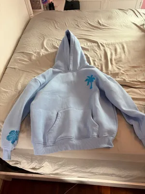 Pink Palm Puff Hoodie Blue thumbnail 4