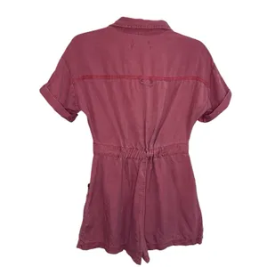 Urban Outfitters Rose Pink Utility‎ Romper Button Front Short Sleeve Snall Safar thumbnail 4