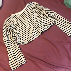 Black and White Striped Cropped Long Sleeve thumbnail 2