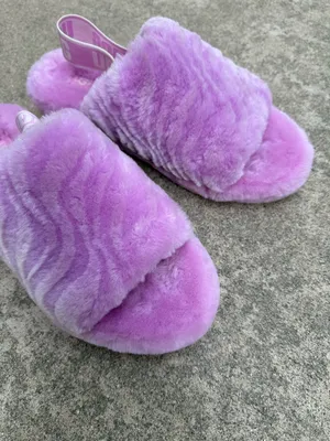 UGG Fluff Yeah Slipper Slide With Strap Pink Purple Size 9 thumbnail 5