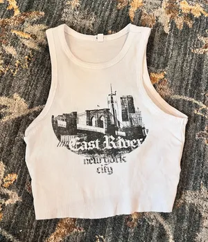 Garage ribbed cropped graphic tank thumbnail 1