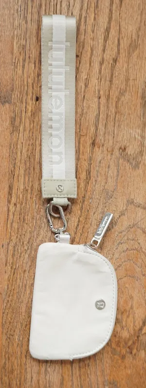 Lululemon Pouch Wristlet Keychain Women Cream Logo Strap Sporty Athleisure thumbnail 1