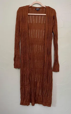Long Sleeve Loose Knit Sweater Orange Size M thumbnail 1