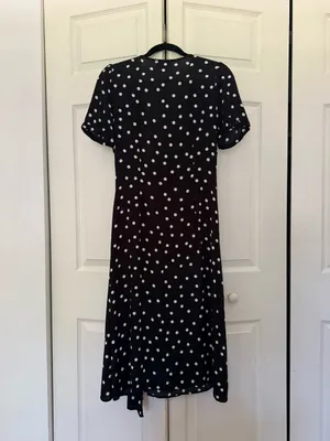 VICI Black & White Polka Dot Faux Wrap Dress Midi Dress Size Small thumbnail 7