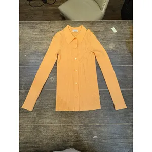 Aritzia Babaton Ribbed Long‎ Sleeve Collared Peach Button Down Sculpt Stretch thumbnail 2