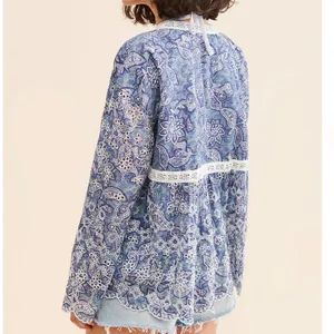 Free People Anissa Bed Jacket in Blue Combo sz small NWT thumbnail 2
