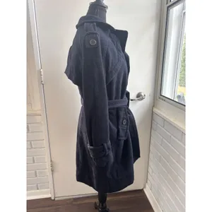 AllSaints Spitalfields 100% Wool Belted Plaid Military Jacket size 12‎ layered thumbnail 5