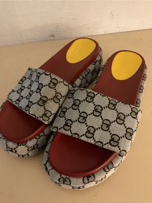 Fashion women canvas platform monogram slide sandals US 10 thumbnail 6