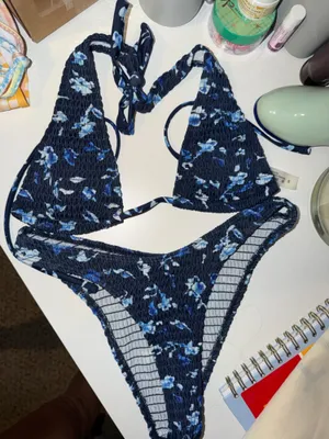 Floral Blue Bikini Set thumbnail 1