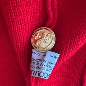Vintage Carine‎ Paris Red Knit Wool Cardigan Jacket Gold Anchor Buttons Womens L thumbnail 10