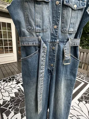 Blank NYC Light Blue Denim Sleeveless Jumpsuit thumbnail 3