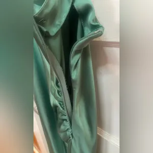 Zara green satin dress with chain straps and side slit Size M thumbnail 7