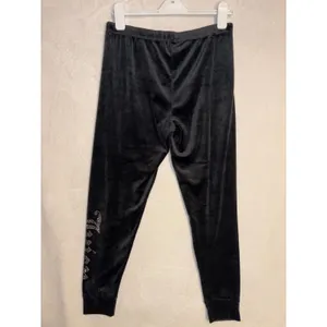 Juicy Couture Black Velour Joggers‎ Rhinestone Logo Y2K Sleepwear Pants Small thumbnail 5