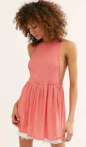 Women’s New Free People Beach BRB Sleeveless Ribbed Drop-Waist Mini Dress thumbnail 1