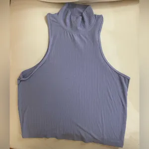 Alo NWOT Ribbed Sea Coast Cropped Turtleneck Tank Top Sleeveless Lilac Size L thumbnail 3